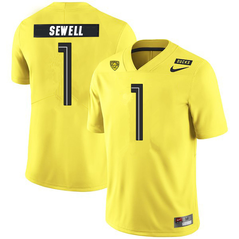 Men #1 Noah Sewell Oregon Ducks College Football Jerseys Sale-Yellow